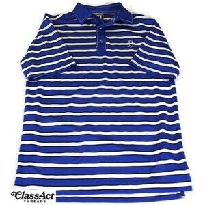 FootJoy FJ Golf Blue Striped Polo Short Sleeve Shirt Athletic fit Logo Sz S